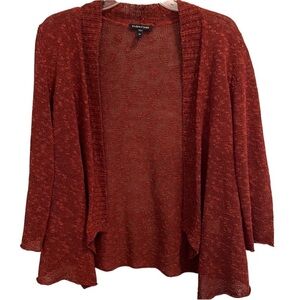 Eileen Fisher Women’s Lagenlook Linen Melange Open CardigaSize XS Burnt Orange